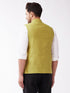 Vastramay Men's Yellow Jacquard Nehru Jacket